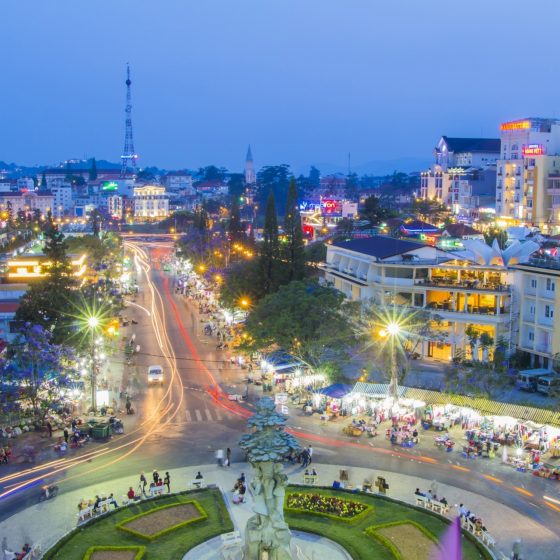 night light dalat city vietnam landmark city center